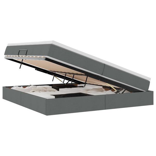 vidaXL Легло с място за съхранение и матрак Тъмен сив 200 x 200 cm