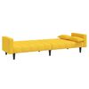 vidaXL 2-местно разтегателно канапе с две възглавници, жълто, текстил