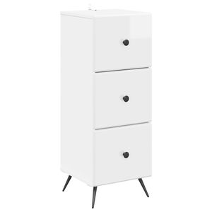 vidaXL Чекмеджетен шкаф Бял гланц 33 x 34,5 x 90 см