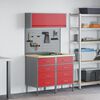vidaXL Комплект работни шкафове с чекмедже с рафт 5 pcs Червено