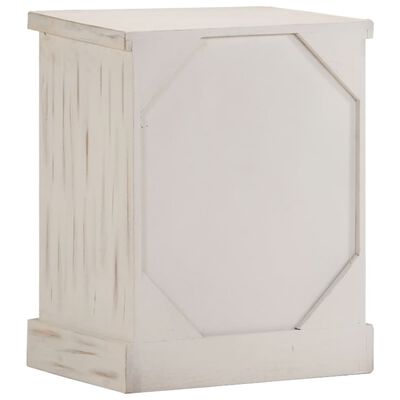 vidaXL Нощно шкафче, бяло, 40x30x50 см, мангово дърво масив