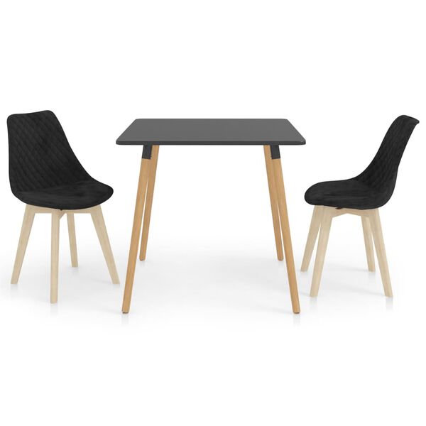 vidaXL Трапезен комплект от 3 части, черен