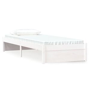 vidaXL Рамка за легло бяла масивно дърво 75x190 см Small Single