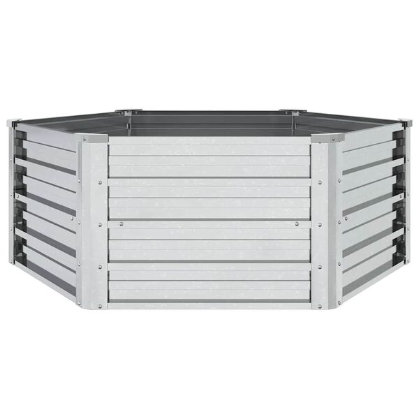 vidaXL Повдигната градинска леха 129х45 см поцинкована стомана сребро