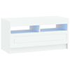 vidaXL LED телевизионен кабинет Бяло Инженерна дървесина