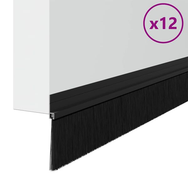 vidaXL Самозалепващи се четки за уплътняване на врати 12 pcs Черно