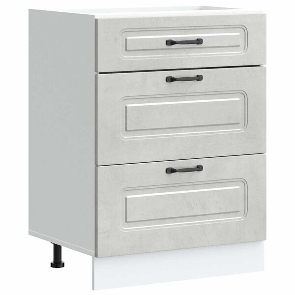 vidaXL Кухненски шкаф, "Kalmar", бетонно сив, инженерно дърво