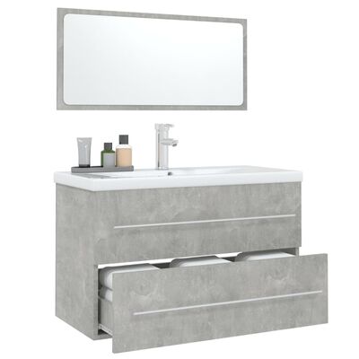 vidaXL Комплект мебели за баня от 3 части , бетонно сиви