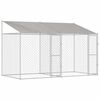 vidaXL Кучешка клетка с покрив Сребристо 400 x 200 x 256 см