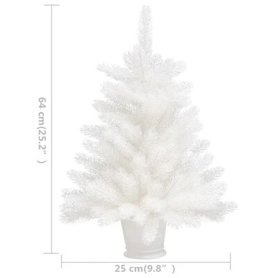 vidaXL Изкуствена осветена коледна елха с топки бяла 65 см