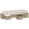 vidaXL Градински диван с възглавници, 7 части, бежов полиратан