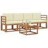vidaXL Комплект дивани за открито 5 pcs Натурален и Крема