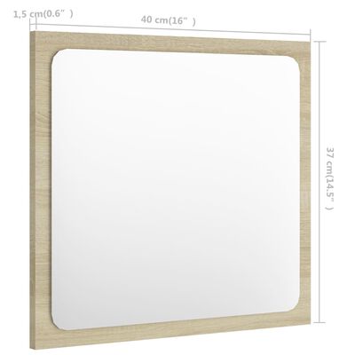 vidaXL Огледало за баня, дъб сонома, 40x1,5x37 см, ПДЧ