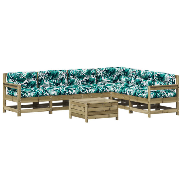 vidaXL Градински лаундж комплект 7 части с възглавници импрегниран бор