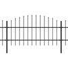 vidaXL Градинска ограда с връх тип копие, стомана, 1070x100 см, черна