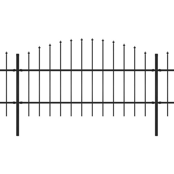 vidaXL Градинска ограда с връх тип копие, стомана, 1070x100 см, черна