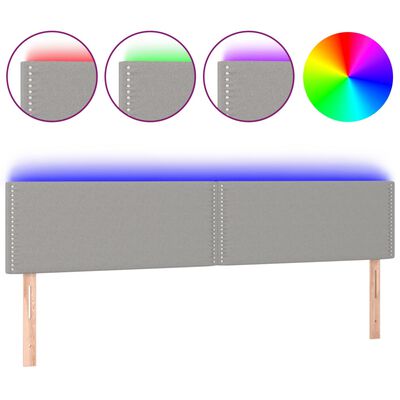 vidaXL LED горна табла за легло, светлосива, 160x5x78/88 см, плат