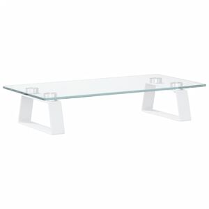 vidaXL Стойка за монитор, бяла, 40x20x8 см, закалено стъкло и метал