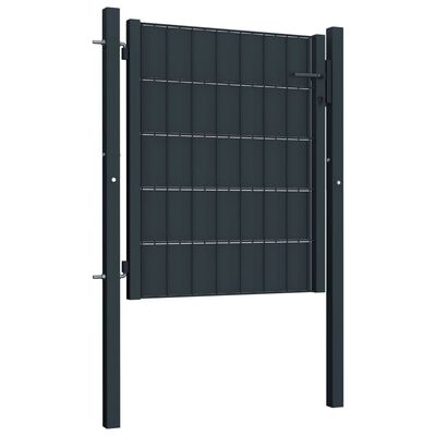 vidaXL Порта за ограда, PVC и стомана, 100x101 см, антрацит