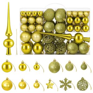 vidaXL Комплект коледни топки 111 бр. Светло зелено Диам. 6 cm