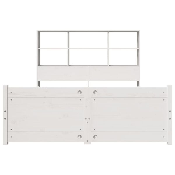 vidaXL Легло с етажерка за книги, без матрак, 160x200 см, бор масив