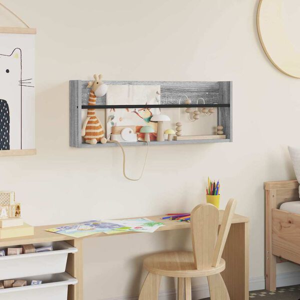 vidaXL Етажерка за списания Сив Сонома 80 x 12 x 30 см Инженерно дърво