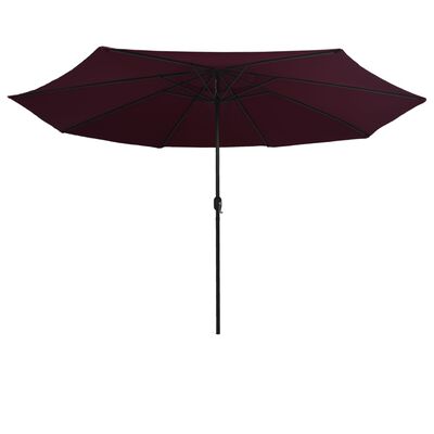 vidaXL Градински чадър с метален прът, 400 см, бордо червен