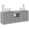 vidaXL Комплект шкафове за баня 3 бр. Сив Сонома 129 x 35 x 80 см