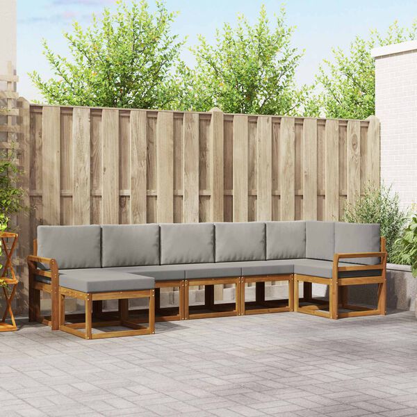 vidaXL Комплект дивани за открито 7 pcs Естествено и светло сиво