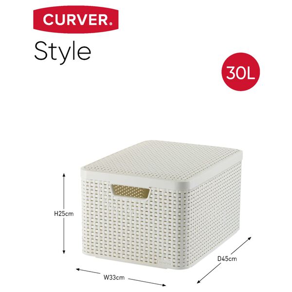 421844 Curver "Style" Storage Basket with Lid 3 pcs White 240652