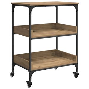 vidaXL Кухненска количка Дъб 60 x 41 x 80.5 см Инженерна дървесина