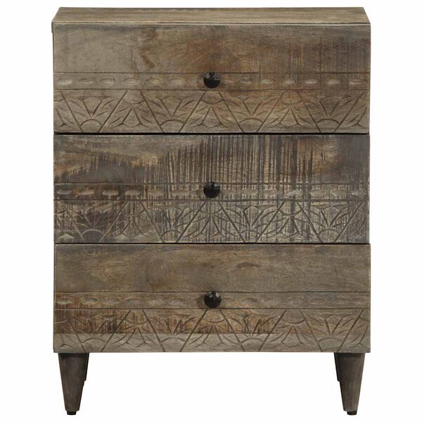 vidaXL Нощно шкафче Светло сиво 50x33x60 cm Масивна дървесина Манго