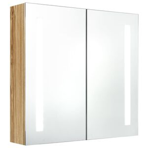 vidaXL LED шкаф с огледало за баня, цвят дъб, 62x14x60 см