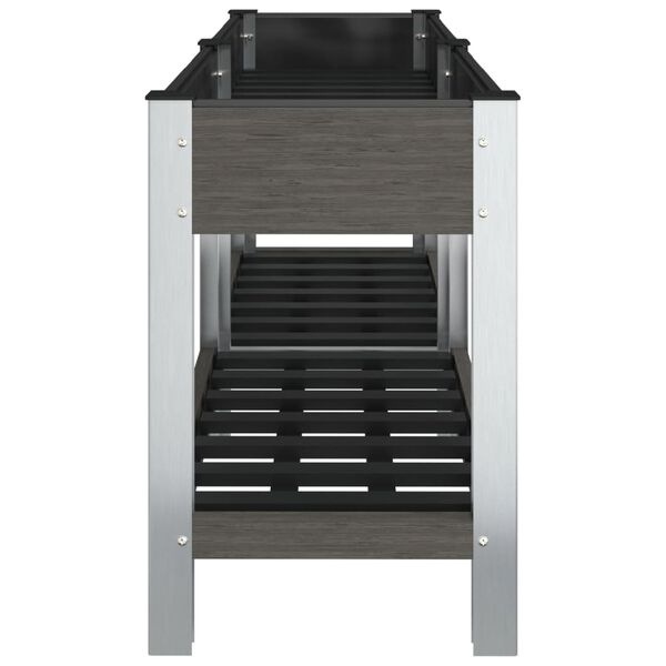 vidaXL Градинска повдигната леха с рафт, сива, 175x50x75 см, WPC