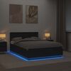vidaXL Рамка за легло с LED ленти Черно 150 x 200 cm Инженерно дърво