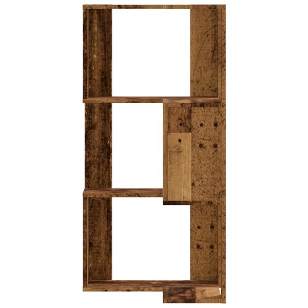 vidaXL Ъглова етажерка 3 нива старо дърво 50x50x102 см инженерно дърво