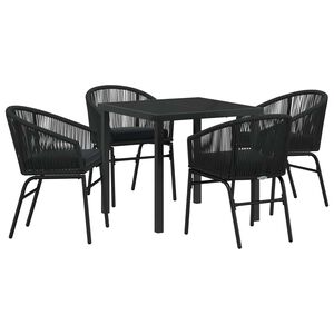 vidaXL Комплект за хранене в градината 5 pcs Черно