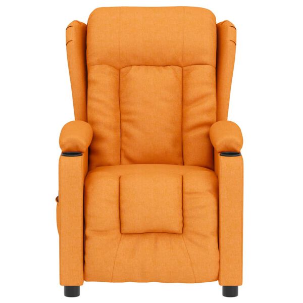 vidaXL Изправящ масажен стол, Тъмножълт, плат