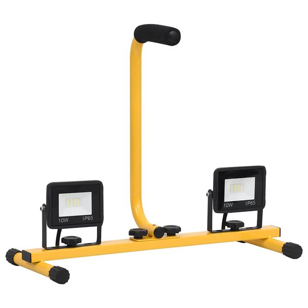 vidaXL LED прожектор с дръжка, 2x10 W, топло бяло