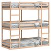 vidaXL Триетажно легло, 75x190 см, борово дърво масив