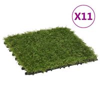 vidaXL Плочки изкуствена трева, 11 бр, зелени, 30x30 см