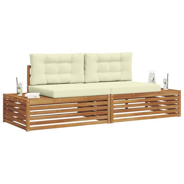 vidaXL Комплект дивани за открито 2 Брой Натурален и Крема