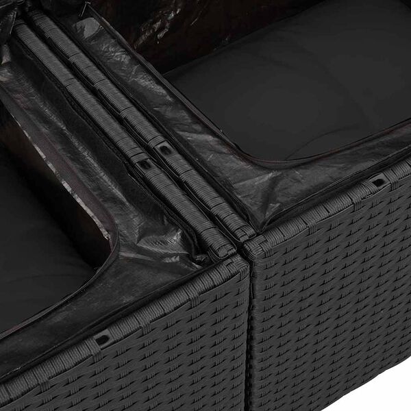 vidaXL Градински Софа Комплект със съхранение 6 pcs Черно полиратан