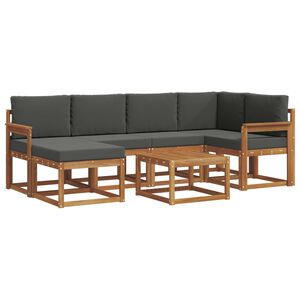 vidaXL Комплект дивани за открито 7 pcs Натурален и Антрацит