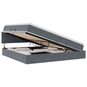 vidaXL Легло с място за съхранение и LED Тъмен сив 200 x 200 cm Кадифе