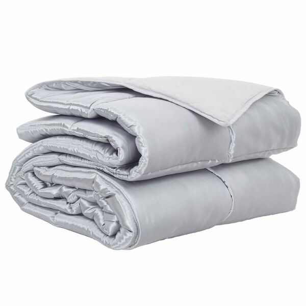 vidaXL Пълно годишно юрганче Сребрист 200 x 200 cm Сатен и микрофибър