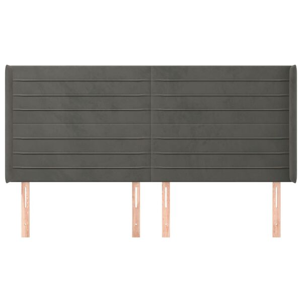 vidaXL Горна табла за легло с уши, тъмносива, 163x16x118/128см, кадифе