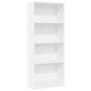 vidaXL Библиотека, бяла, 60x24x143 см, инженерно дърво