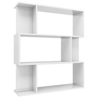vidaXL Библиотека/разделител за стая, бял гланц, 80x24x96 см