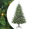 vidaXL Изкуствена светена коледна елха с комплект топки Зелено 180 cm